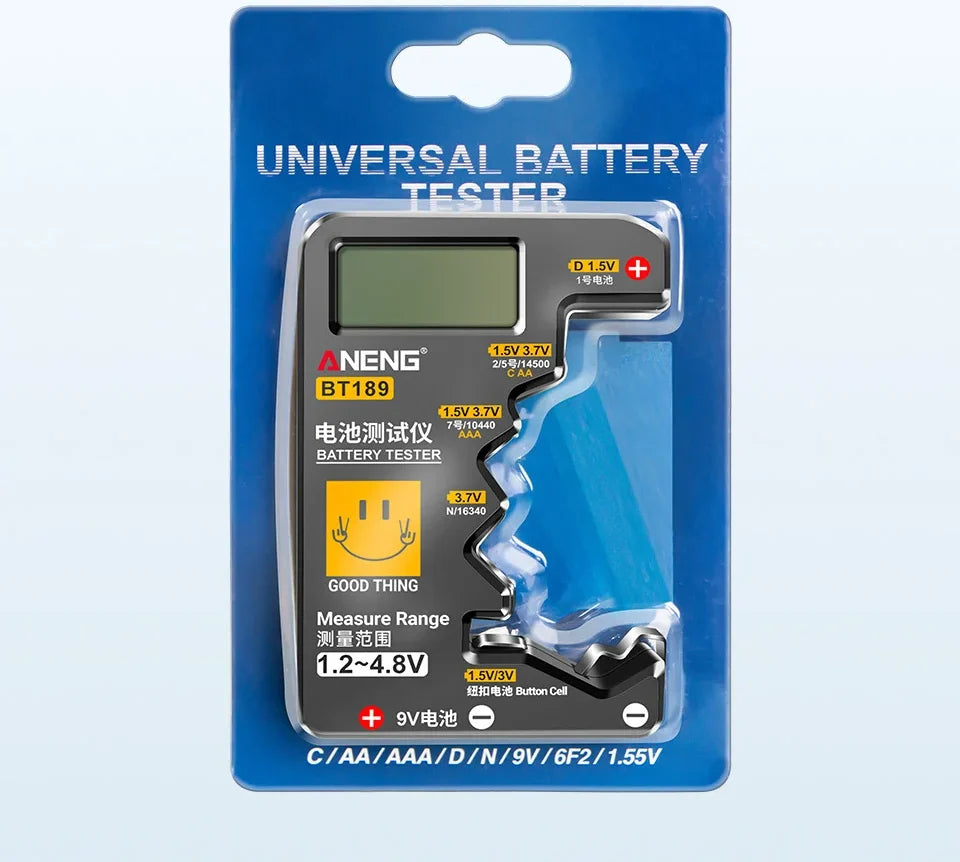 ANENG BT189 Button Cell Battery Tester ‚Äì Universal LCD Display for 9V, AA, AAA, N, D Batteries & Power Bank Detectors image 0