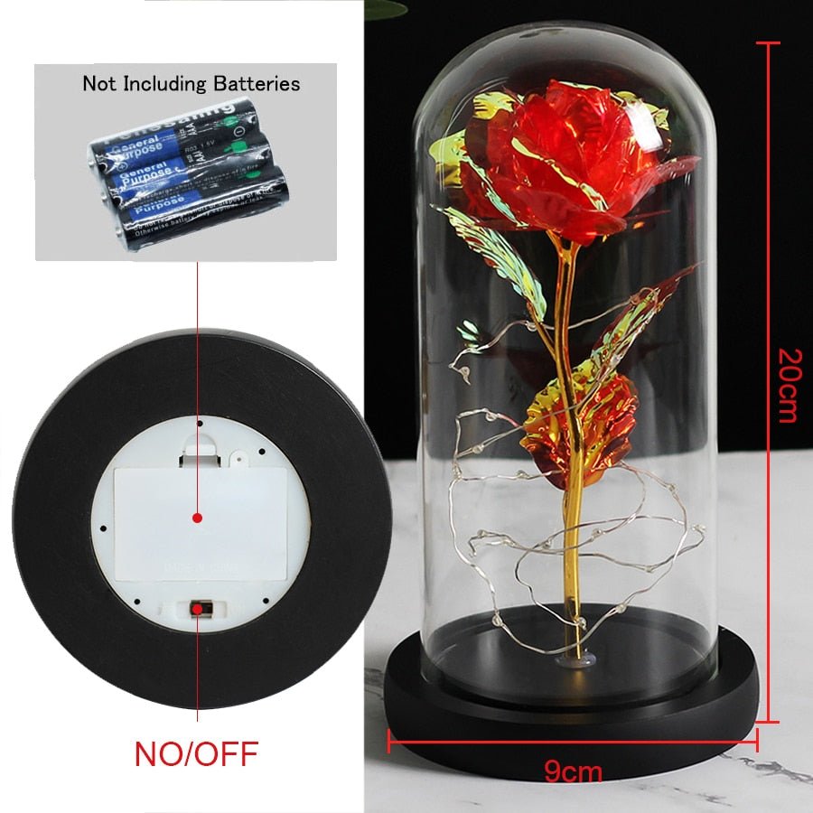 6-Colour "Beauty And The Beast" Red Rose In A Glass Dome On A Wooden Base For Valentine's Gifts image 3