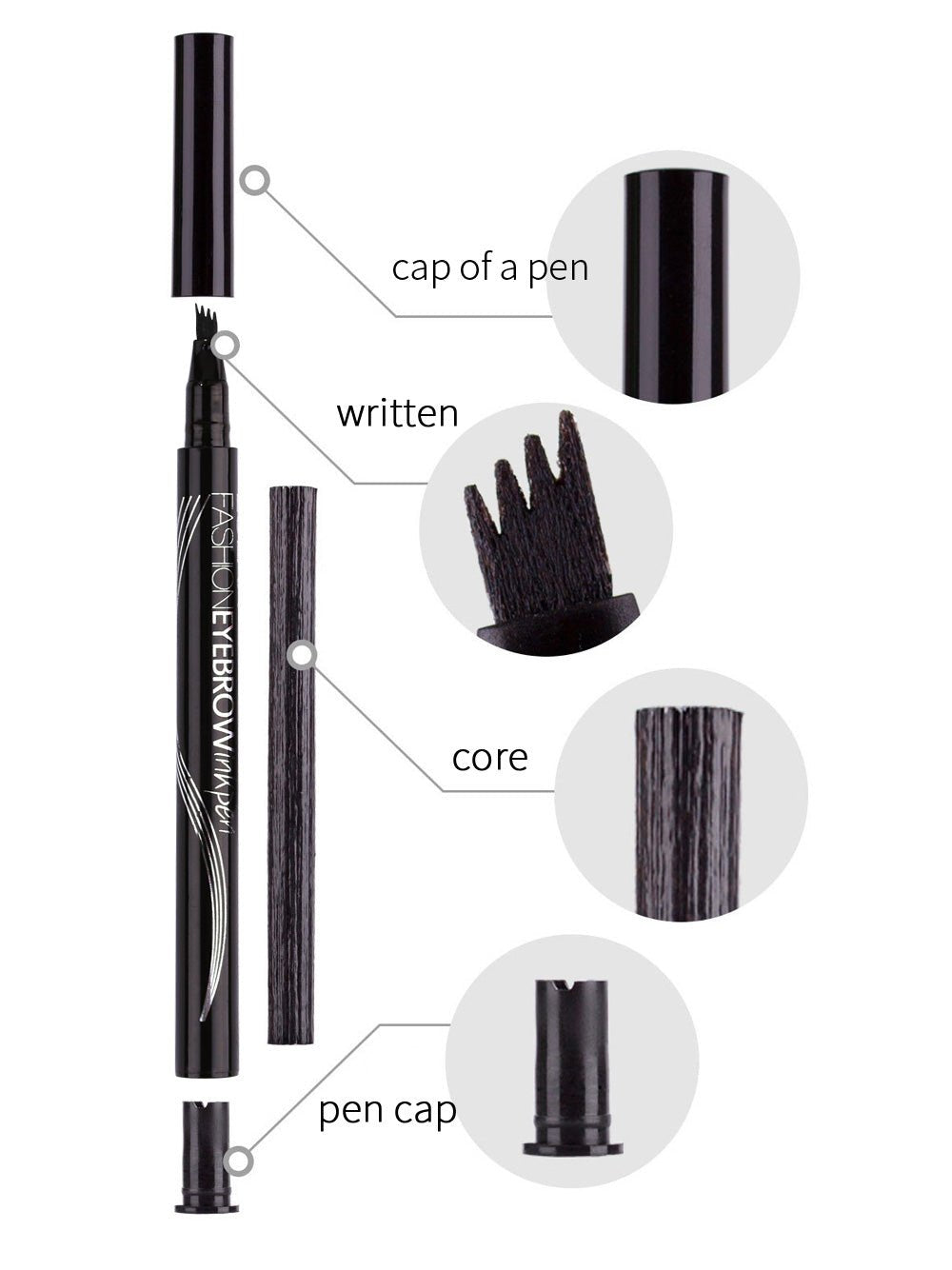 Waterproof Natural Eyebrow Pen Four-claw Eye Brow Tint Makeup three Colors Eyebrow Pencil Brown Black Grey Brush Cosmetics image 22