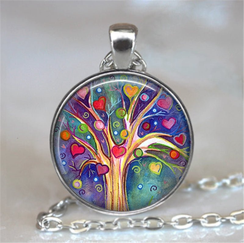 Tree Of Life Glass Cabochon Statement Necklace & Pendant Jewelry image 12