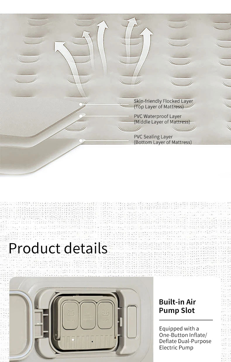 Luxury Inflatable Glamping Mattress – Thickened 2-Person PVC Camping Bed with Built-In Pump image 15