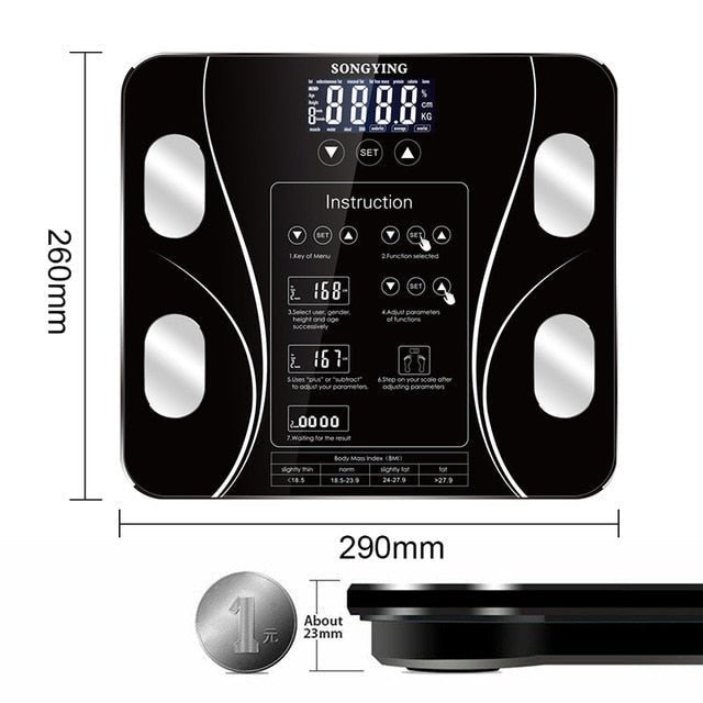 Digital Bathroom Body Fat BMI Weight Scale Bluetooth APP Android or IOS image
