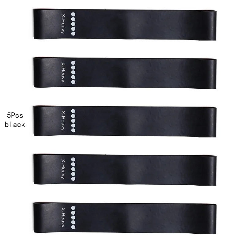 Yoga and Exercise Resistance Bands Set ‚Äì 5 Durable Bands for Strength, Flexibility, and Fitness Training - 5pcs black image