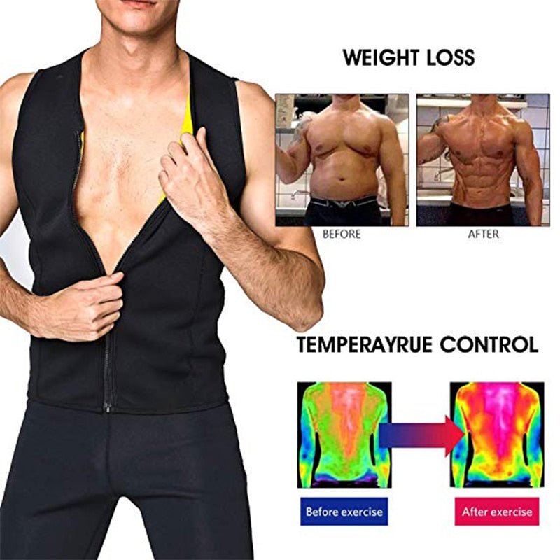 Men Neoprene Sauna Suit Hot Body Shaper Corset for Weight Loss with Zipper Waist Trainer Vest Tank Top Workout Shirt image 9