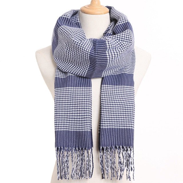 VIANOSI Plaid Winter Scarf for Women | Warm Foulard Solid Scarves | Casual Cashmere Scarfs - 36, 190CM X 35CM image