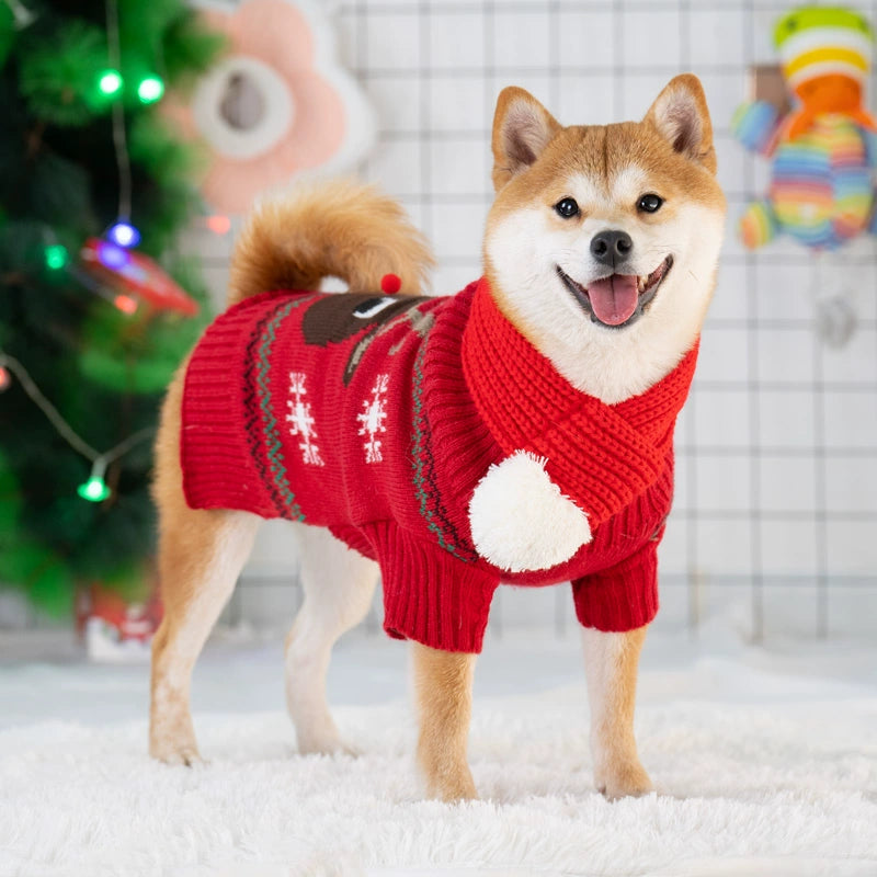 Cozy Winter Sweater for Small & Medium Dogs | Christmas Pet Clothes for Shiba Inu & Bulldogs image
