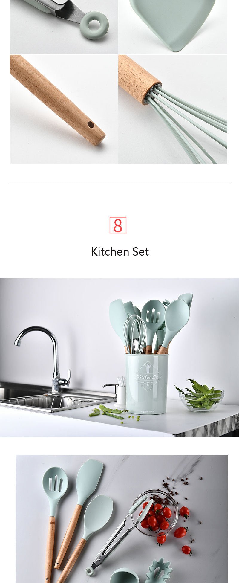 Heat Resistant Non-Stick Silicone Kitchenware Cooking Utensils Set With Storage Box Tools image 27