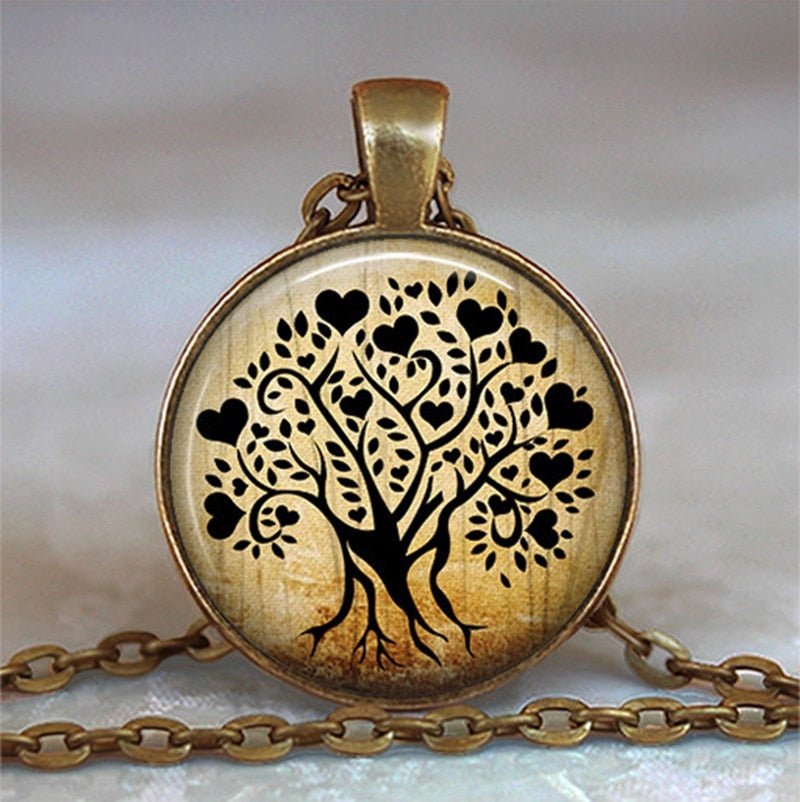 Tree Of Life Glass Cabochon Statement Necklace & Pendant Jewelry image 20