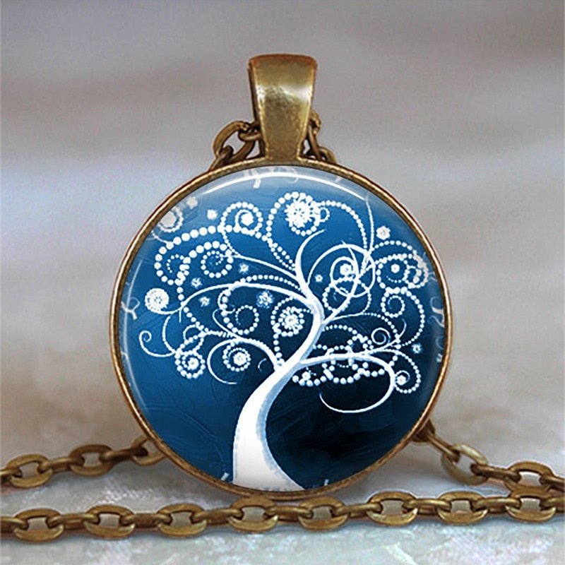 Tree Of Life Glass Cabochon Statement Necklace & Pendant Jewelry image 10