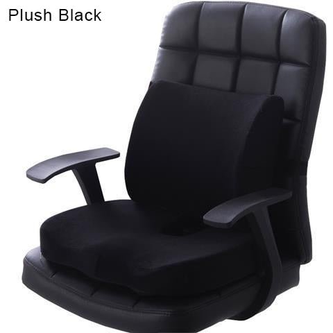 Orthopedic Hemorrhoid Seat Cushion Memory Foam Car Seat Cushion Set Slow Rebound Office Chair Waist Support Coccyx Pain Relief - Plush Black Set image