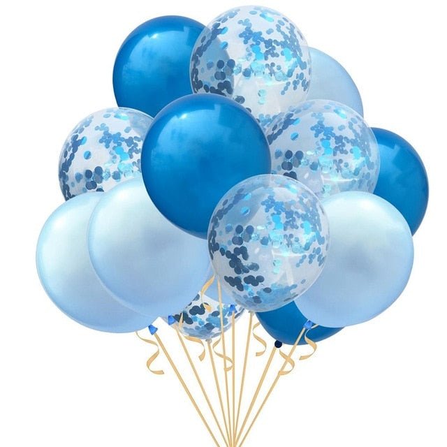 15pcs Rose Gold Confetti Chrome Set Birthday Wedding Anniversary Balloons image