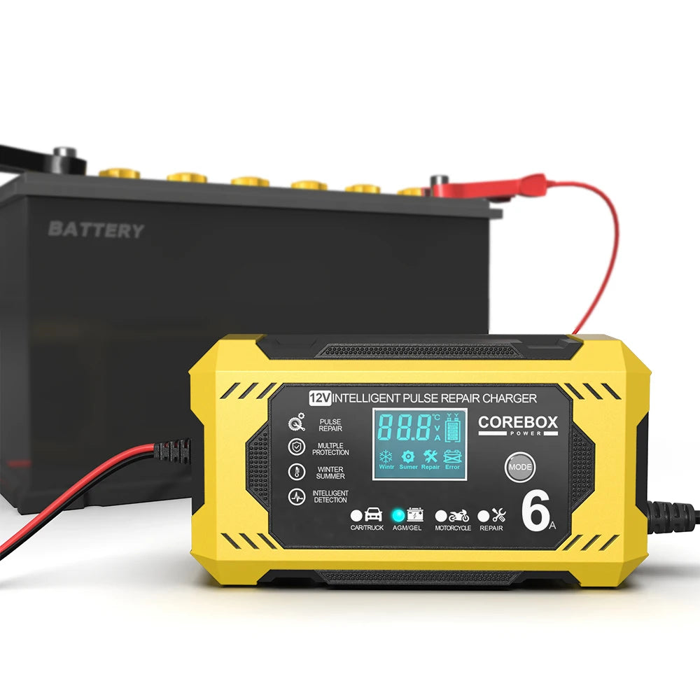 6A 12V Intelligent Automotive Battery Charger for Car & Motorcycle - Smart Lead-Acid Battery Maintenance image 16