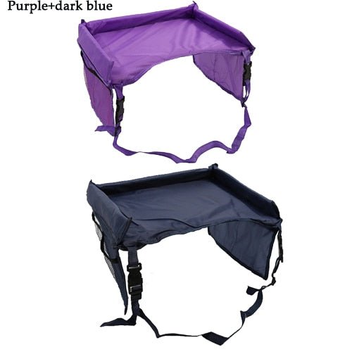 2PCS Waterproof Baby Car Seat Tray Stroller for Kid Toys, Games and Food - purple dark blue image