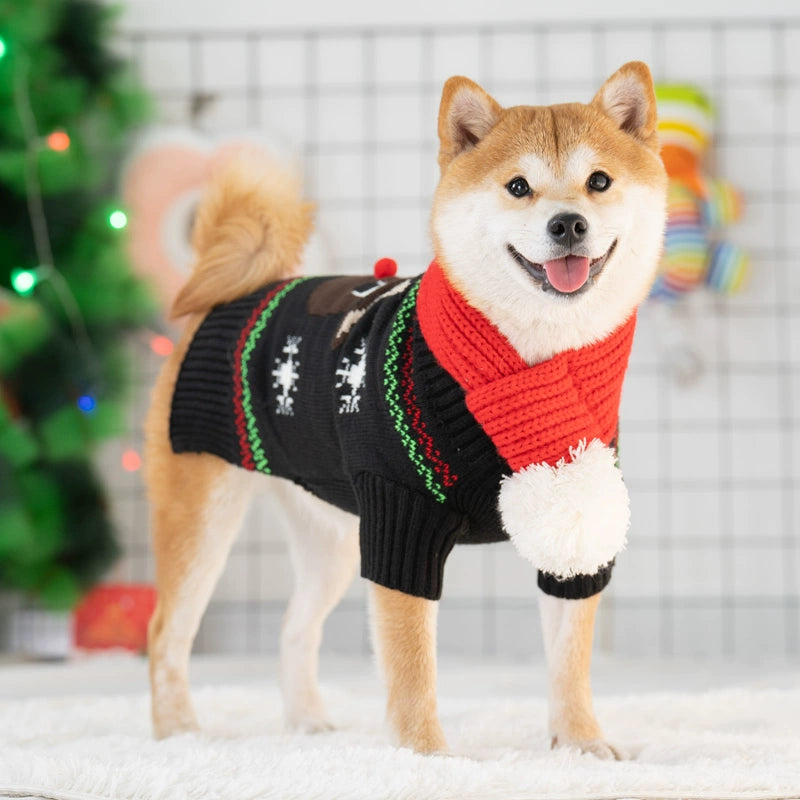 Cozy Winter Sweater for Small & Medium Dogs | Christmas Pet Clothes for Shiba Inu & Bulldogs image