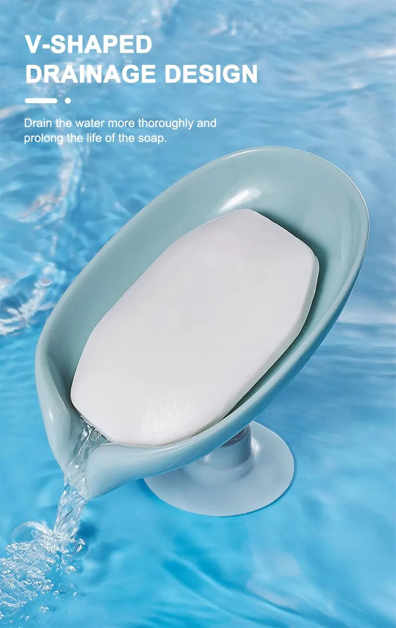 2pcs Leaf Shape Drain Soap Holder | Suction Cup Tray for Shower, Kitchen & Bathroom image 13