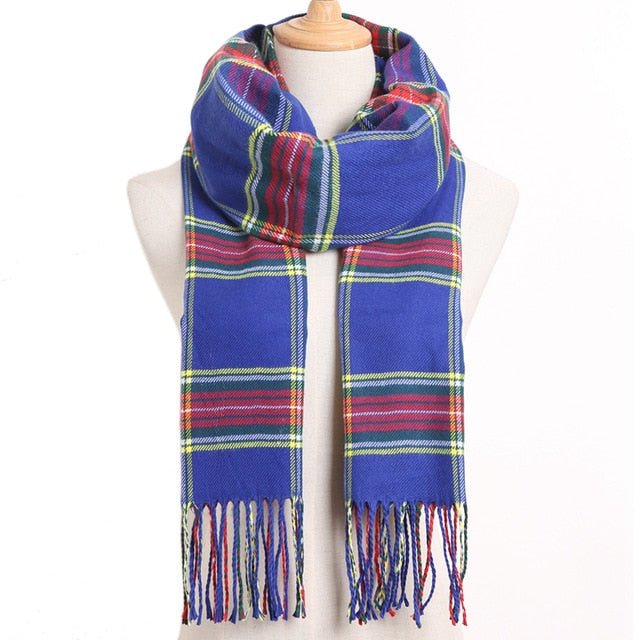 VIANOSI Plaid Winter Scarf for Women | Warm Foulard Solid Scarves | Casual Cashmere Scarfs - 19, 190CM X 35CM image