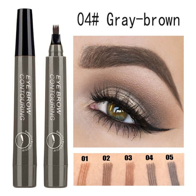 Four-Headed Eyebrow Pencil Waterproof Sweat-Proof Non-Fading Black Brown Liquid Eyebrow Pencil 4-Fork Eyebrow Pencil - 4 image
