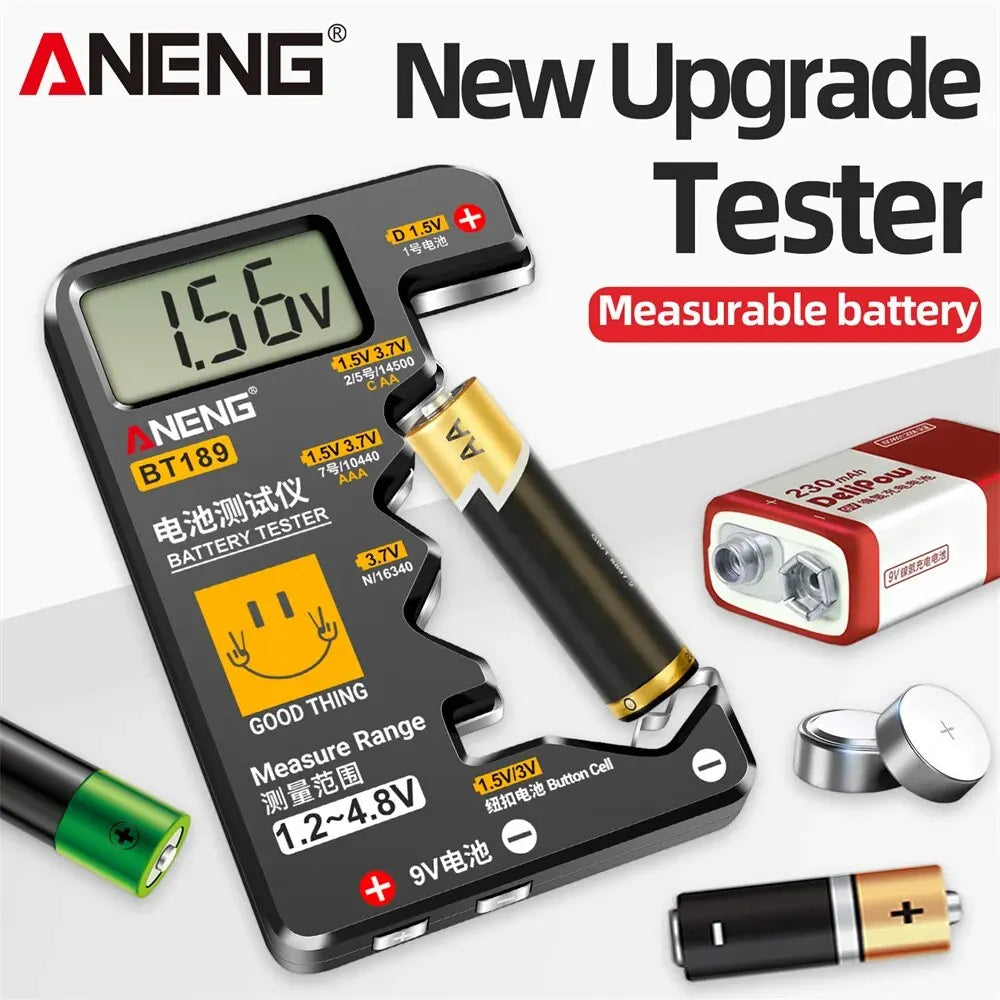 ANENG BT189 Button Cell Battery Tester ‚Äì Universal LCD Display for 9V, AA, AAA, N, D Batteries & Power Bank Detectors image 1
