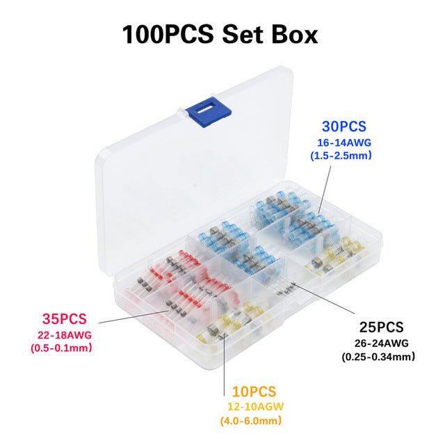 250/100Pcs Solder Seal Wire Connectors - Heat Shrink Solder Butt Connectors - Solder Connector Kit - 100Pcs image