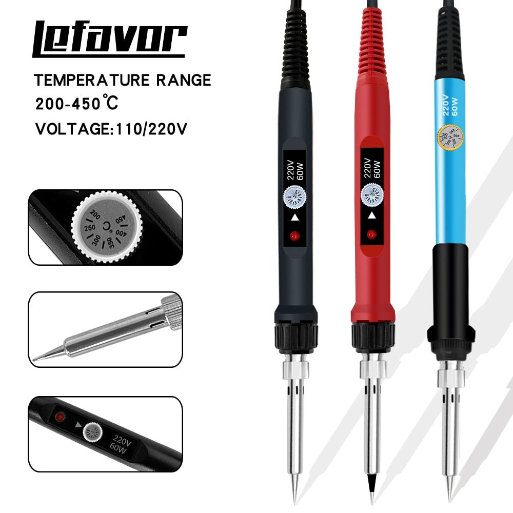 60/80W Digital Electric Soldering Iron – Adjustable Temperature Welding Tool with Tips, Stand, and Tin Wire image 6
