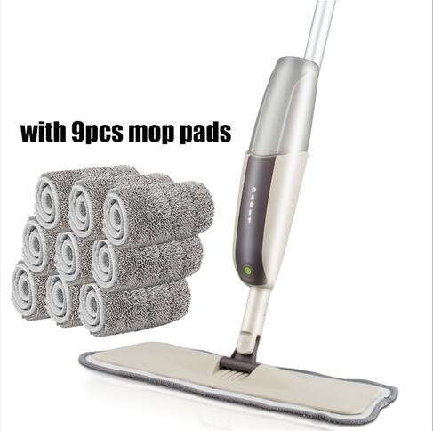 Spray Floor Mop with Reusable Microfiber Pads - one mop 9 mop cloth image