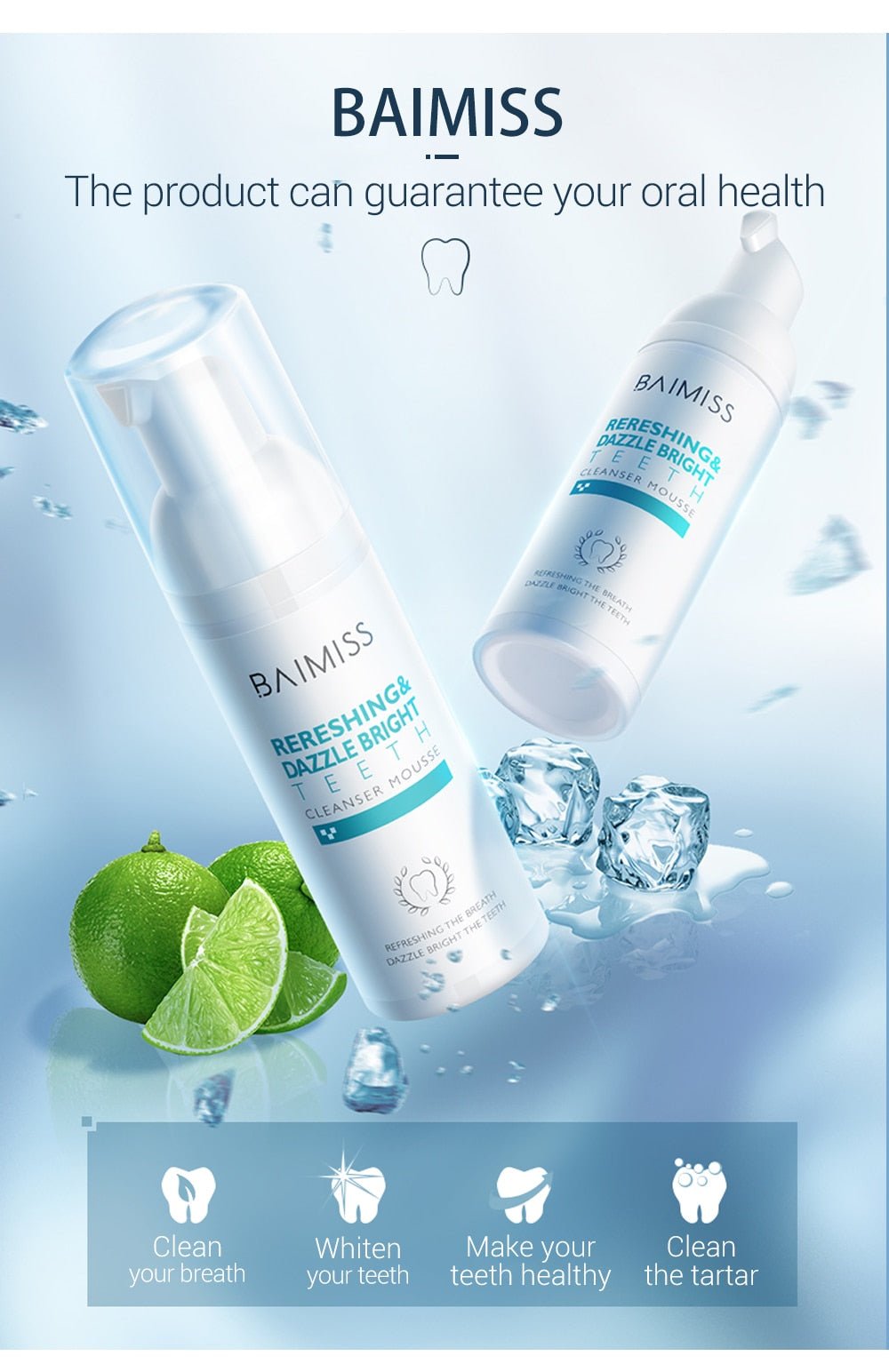 BAIMISS Fresh Shining Tooth-Cleaning Mousse Teeth Whitening Toothpaste image 10