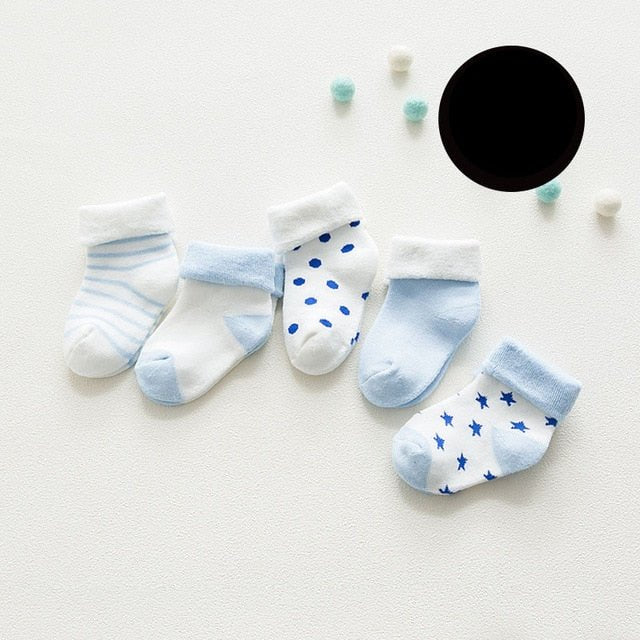 5 pair High Quality Thickened Cartoon Comfort Cotton Newborn Socks image 0