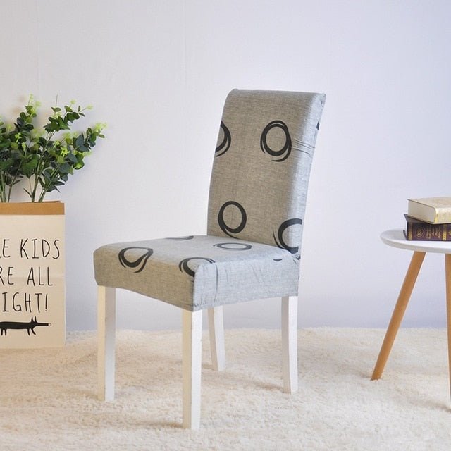 Spandex Desk Chair Seat Slipcovers - Black Circle, universal sizes image