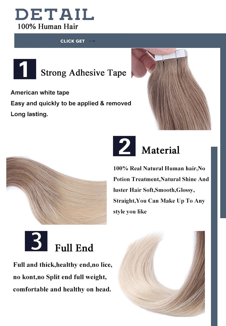 SINDRA 100% Seamless Tape-In Real Human Hair Extensions image 14