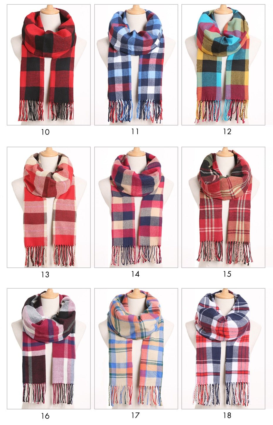 VIANOSI Plaid Winter Scarf for Women | Warm Foulard Solid Scarves | Casual Cashmere Scarfs image 2