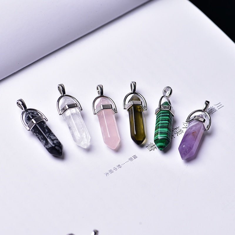 1PC Natural Amethyst Rose Quartz Crystal Point Pendant image 0