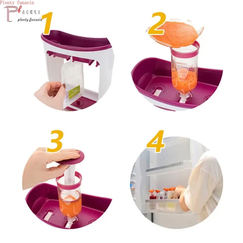 Baby Food Squeeze Station Set | Easy Fruit Puree Maker & Storage Organizer for Kids image 4