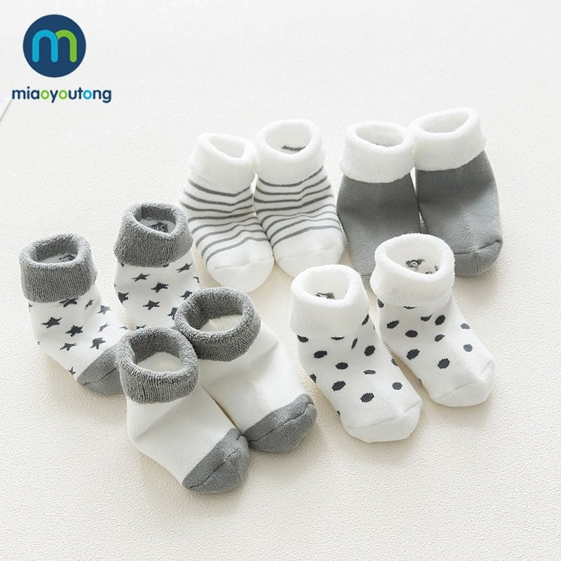 5 pair High Quality Thickened Cartoon Comfort Cotton Newborn Socks image 2