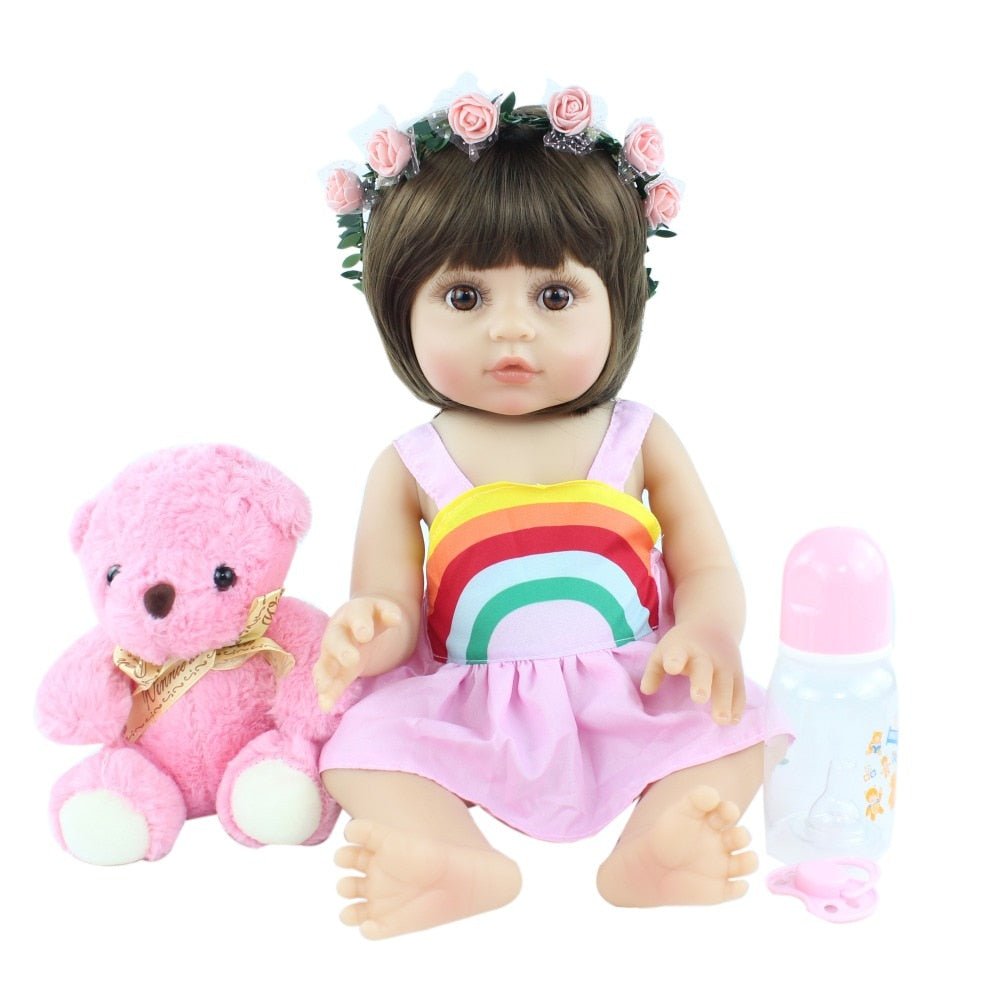 48CM Full Silicone Reborn Lifelike Super Toddler Baby Kid Toy Doll image 2