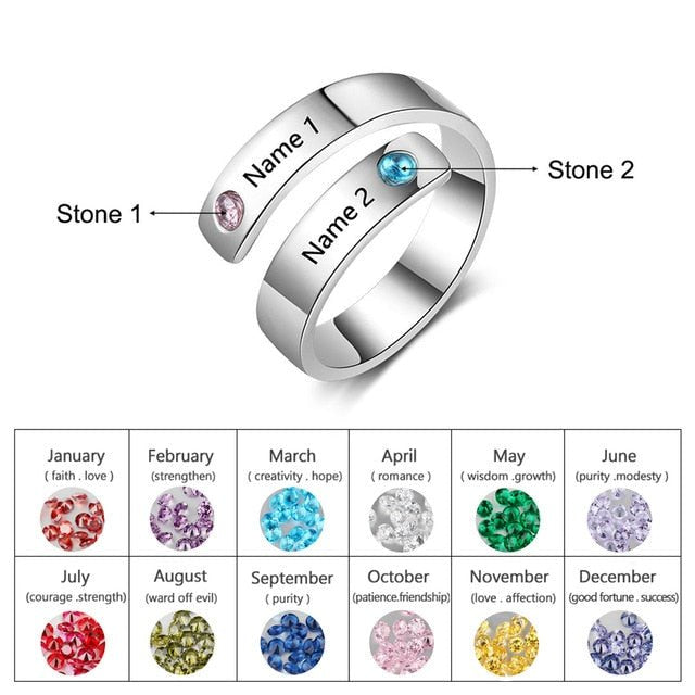 Personalized Custom Engraved Birthstone Rings for Women image 7