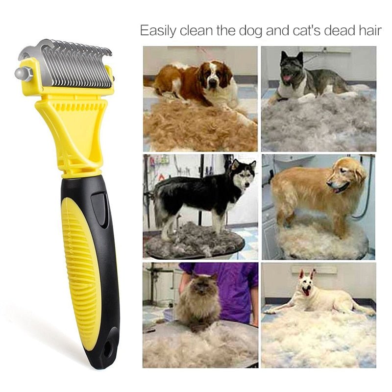 HSWLL New Stainless Steel Double-sided Pet (Cat & Dog) Comb | Large Dogs Open Knot Rake Knife image 5