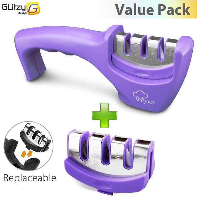 Professional Kitchen Knife Sharpening Stone - Purple Color Set image