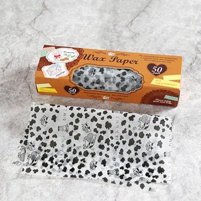 50Pcs/Lot Wax Paper Food Grade Grease Paper Food Wrappers |Wrapping Paper For Bread Sandwich Burger Fries | Oilpaper Baking Tools - BlackCow with Box image