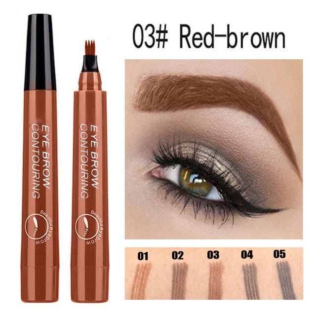 Four-Headed Eyebrow Pencil Waterproof Sweat-Proof Non-Fading Black Brown Liquid Eyebrow Pencil 4-Fork Eyebrow Pencil - 3 image