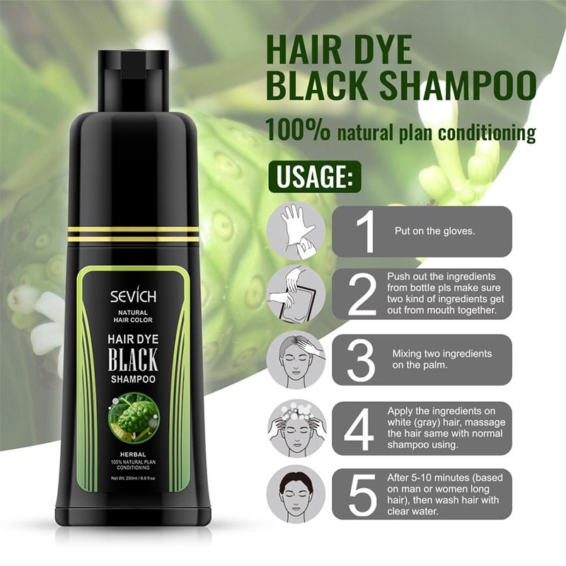 Sevich 250ml Natural Plant Essence Hair dye Shampoo image 1