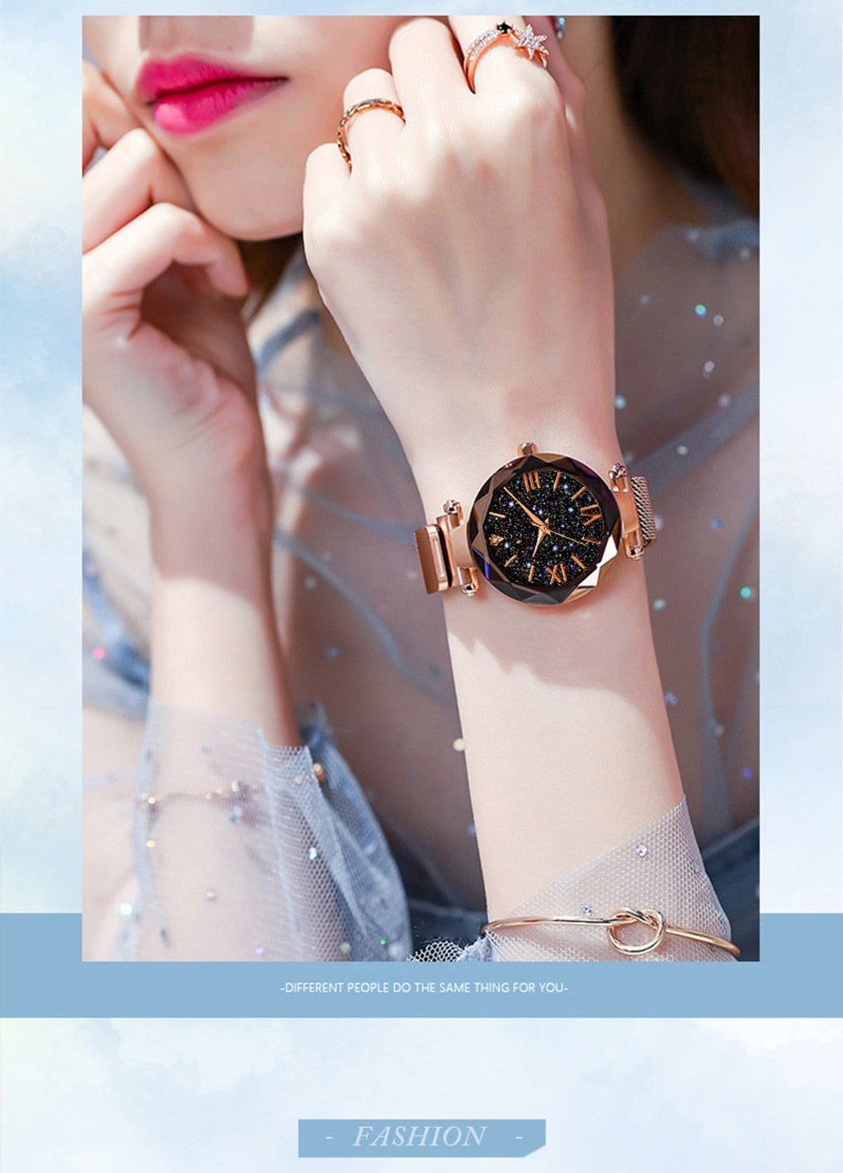 Luxury Women's Magnetic Starry Sky Quartz Wrist Watch Quartz image 2
