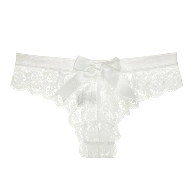 Amazing Women Lingerie G String Lace Underwear Sexy Thong Panties - WHITE, S image