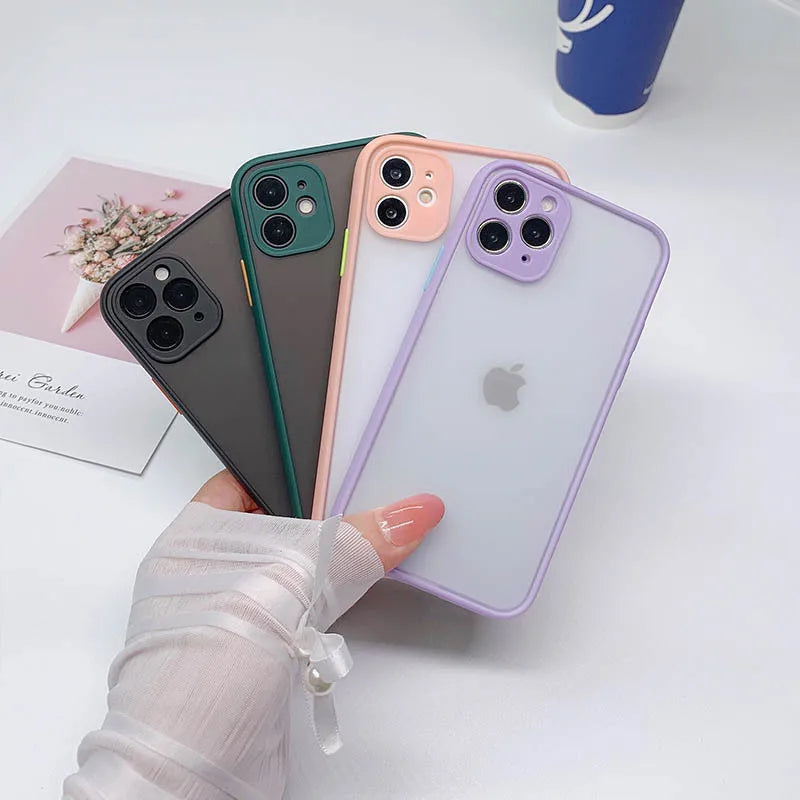 Luxury Shockproof Armor Matte Case For iPhone 14 13 11 12 Pro Max Mini XR XS X 7 8 Plus Soft Silicone Bumper Clear Hard PC Cover image 27