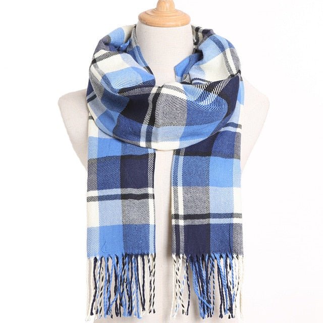 VIANOSI Plaid Winter Scarf for Women | Warm Foulard Solid Scarves | Casual Cashmere Scarfs - 30, 190CM X 35CM image