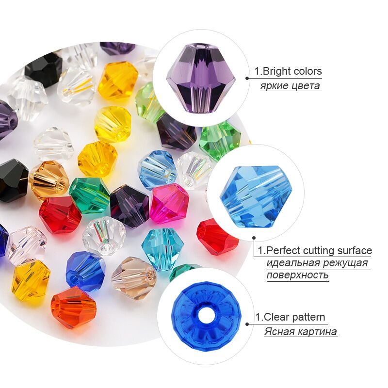 4mm Shiny Crystal Bead Set | Bicone Beads Glass Beads Loose Spacer Beads for bracelet DIY Jewelry image 3