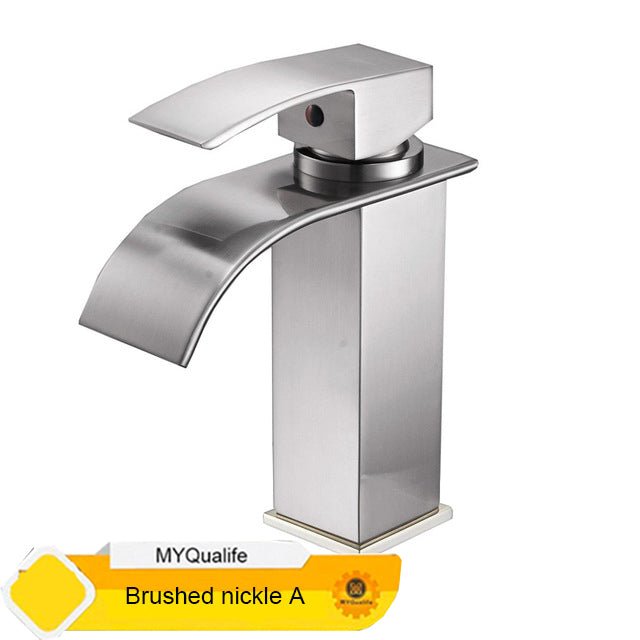 Deck Mount Waterfall Bathroom Faucet Vanity Vessel Sink Mixer Tap Cold Hot Water Tap image