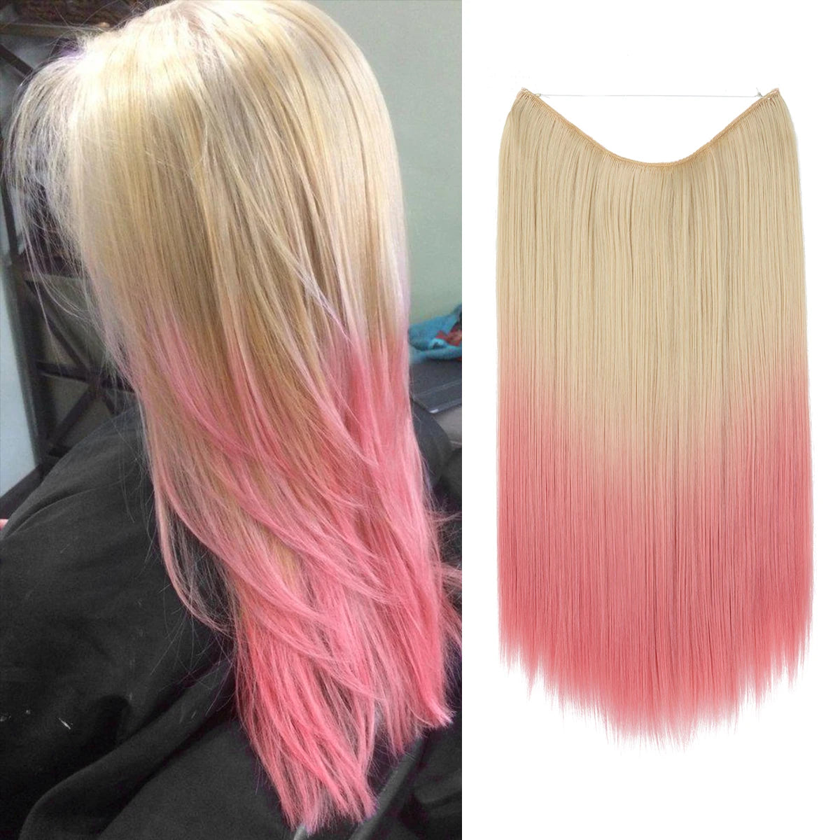 SARLA Halo Invisible Wire Synthetic Hair Extension-No Clip image 40