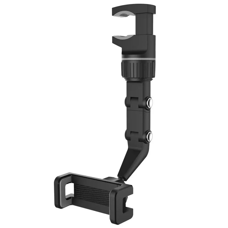 360¬∞ Rotatable Rearview Mirror Phone Holder ‚Äì Retractable Car Phone Mount for All Vehicles - Gray image