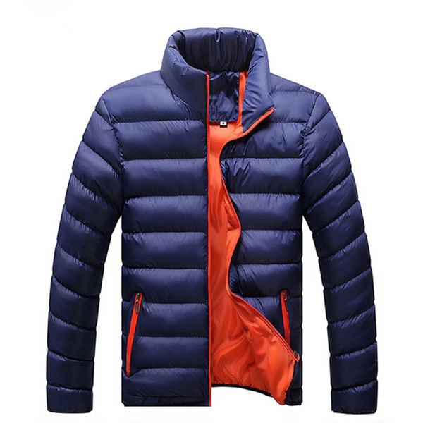 New Winter Jackets | Men Autumn Winter Warm Outwear Brand | Slim Mens Coats Casual Windbreaker | Quilted Jackets Men - Navy-red, XXL image