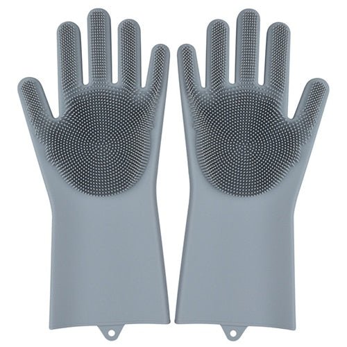 2PCS Multifunction Silicone Dishwashing Cleaning Gloves - GRAY image